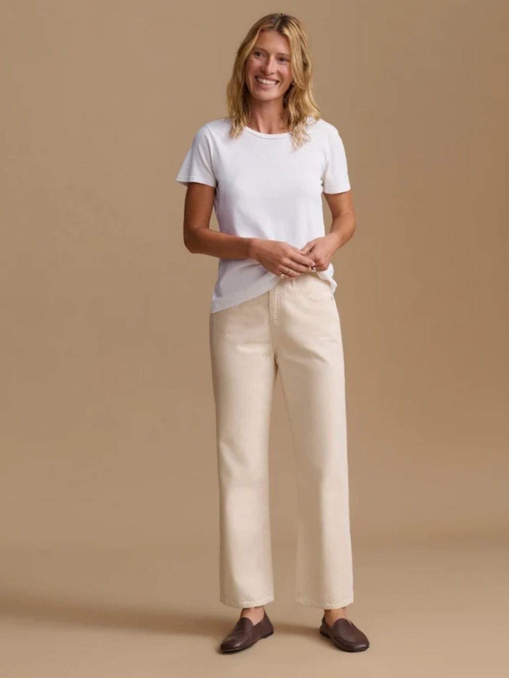 Jenni Kayne Cotton Slim Tee Short Sleeve Crewneck Shirt White Sz XS